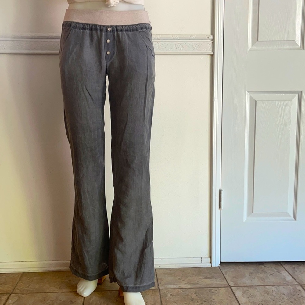 Linen pants by “Splendid” size S Grey color with contrasting waist band